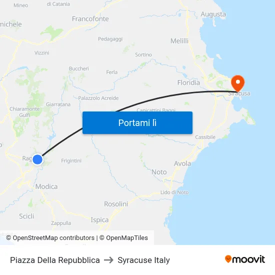 Piazza Della Repubblica to Syracuse Italy map