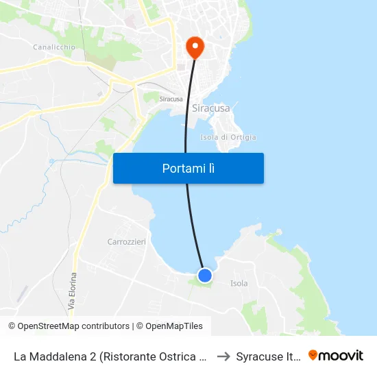 La Maddalena 2 (Ristorante Ostrica Park) to Syracuse Italy map