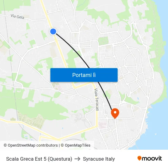 Scala Greca Est 5 (Questura) to Syracuse Italy map