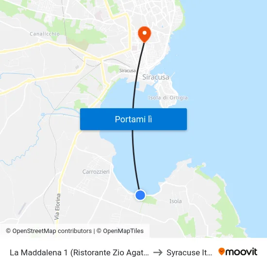 La Maddalena 1 (Ristorante Zio Agatino) to Syracuse Italy map