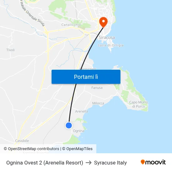 Ognina Ovest 2 (Arenella Resort) to Syracuse Italy map