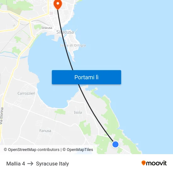Mallia 4 to Syracuse Italy map