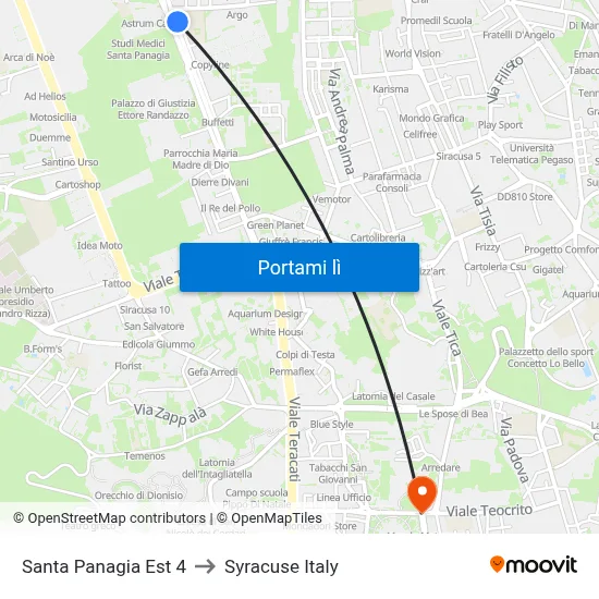 Santa Panagia Est 4 to Syracuse Italy map