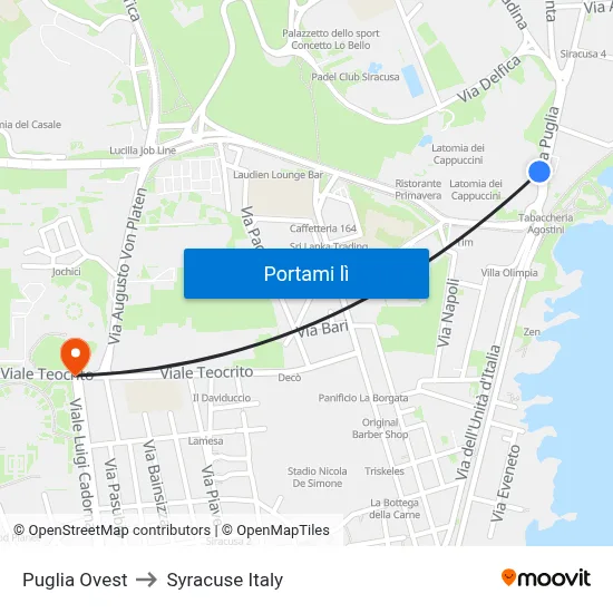 Puglia Ovest to Syracuse Italy map