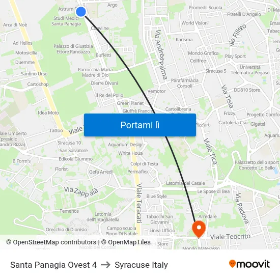 Santa Panagia Ovest 4 to Syracuse Italy map