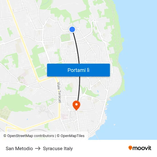 San Metodio to Syracuse Italy map