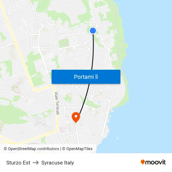 Sturzo Est to Syracuse Italy map