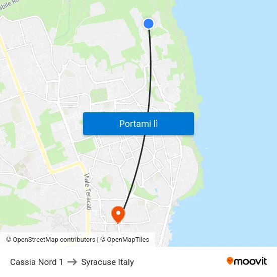 Cassia Nord 1 to Syracuse Italy map