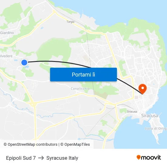 Epipoli Sud 7 to Syracuse Italy map