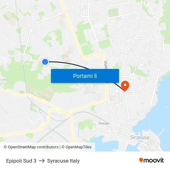 Epipoli Sud 3 to Syracuse Italy map