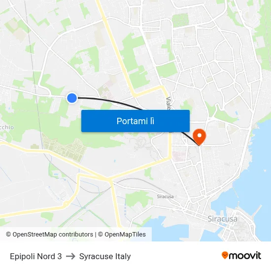 Epipoli Nord 3 to Syracuse Italy map
