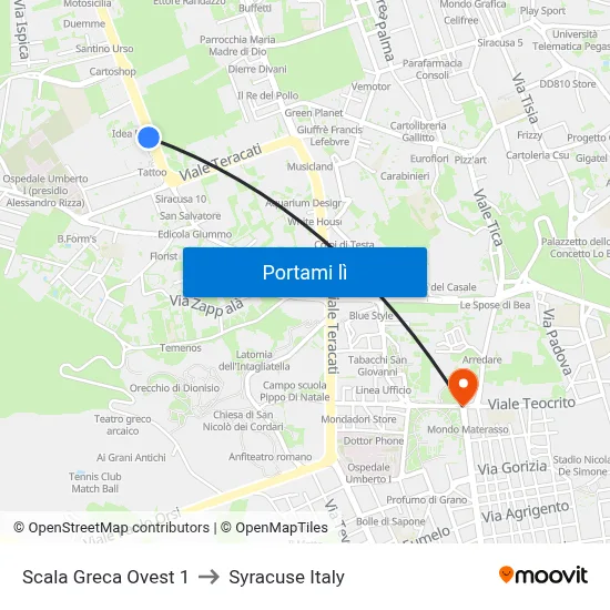 Scala Greca Ovest 1 to Syracuse Italy map