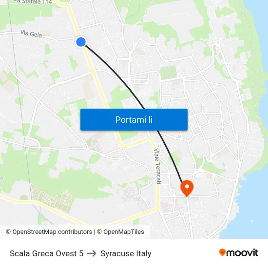 Scala Greca Ovest 5 to Syracuse Italy map