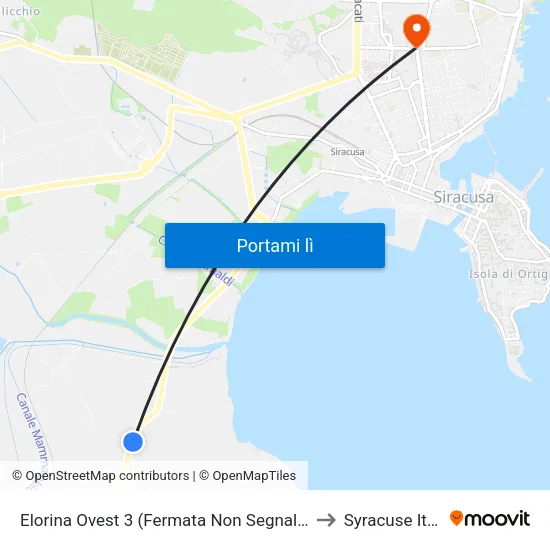 Elorina Ovest 3 (Fermata Non Segnalata) to Syracuse Italy map