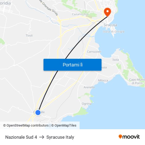 Nazionale Sud 4 to Syracuse Italy map