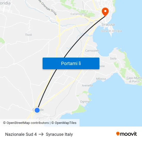Nazionale Sud 4 to Syracuse Italy map