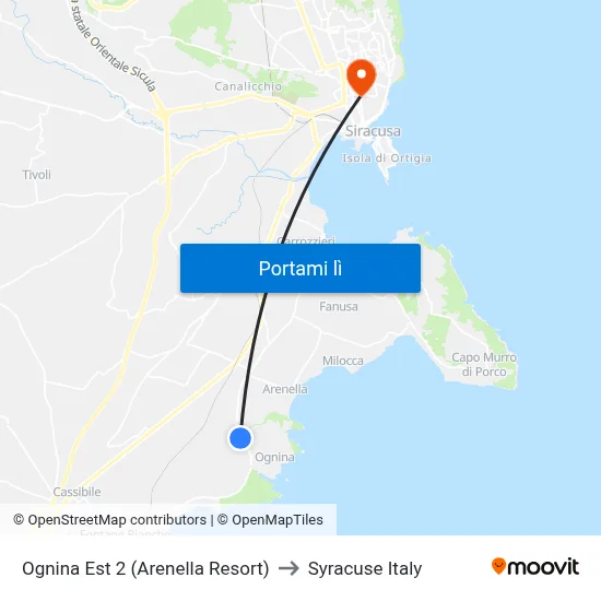 Ognina Est 2 (Arenella Resort) to Syracuse Italy map