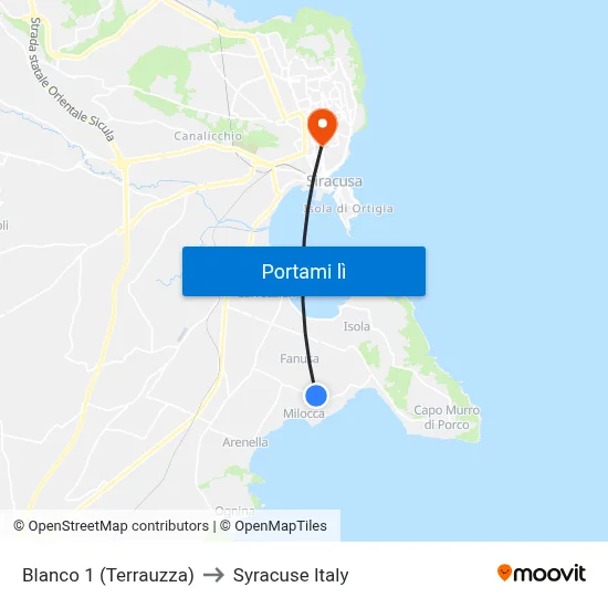 Blanco 1 (Terrauzza) to Syracuse Italy map