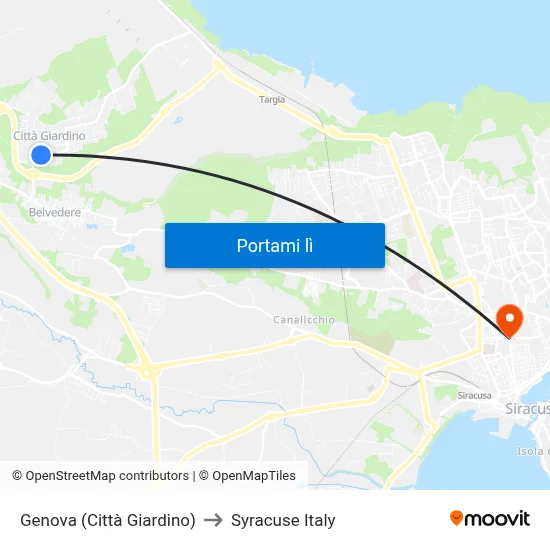 Genova (Città Giardino) to Syracuse Italy map