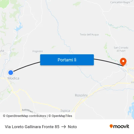 Via Loreto Gallinara Fronte 85 to Noto map