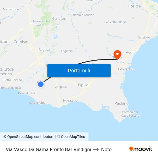 Via Vasco Da Gama Fronte Bar Vindigni to Noto map