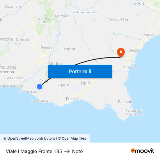 Viale I Maggio Fronte 185 to Noto map