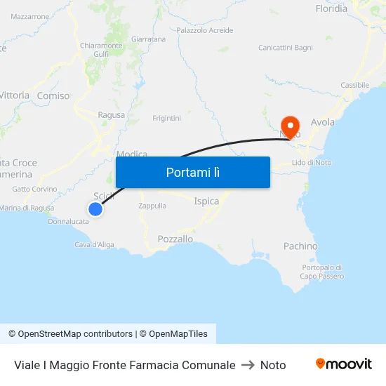 Viale I Maggio Fronte Farmacia Comunale to Noto map