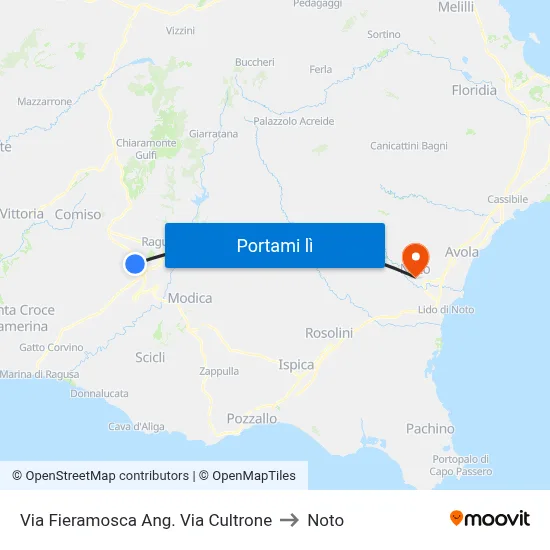 Via Fieramosca Ang. Via Cultrone to Noto map