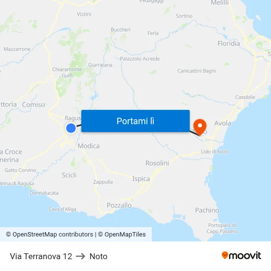 Via Terranova 12 to Noto map