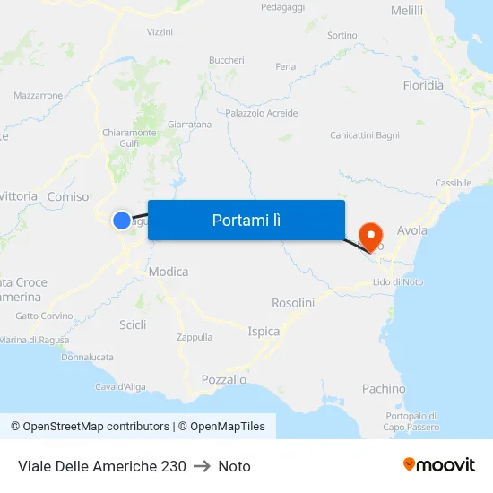 Viale Delle Americhe 230 to Noto map