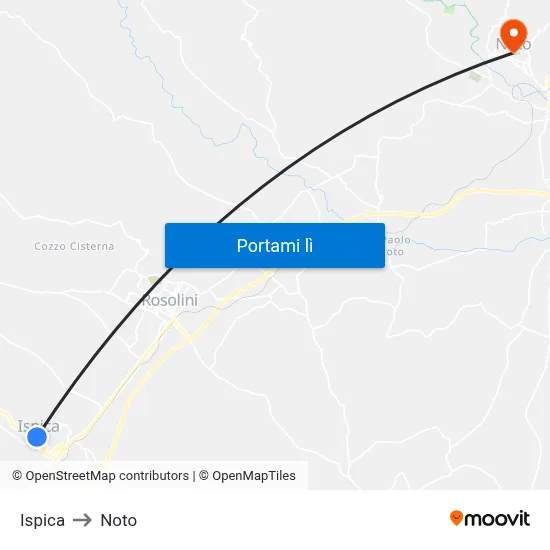 Ispica to Noto map