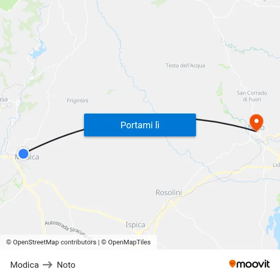 Modica to Noto map