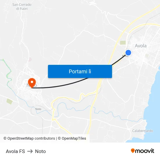 Avola FS to Noto map