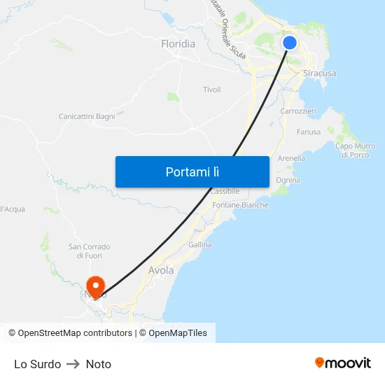 Lo Surdo to Noto map