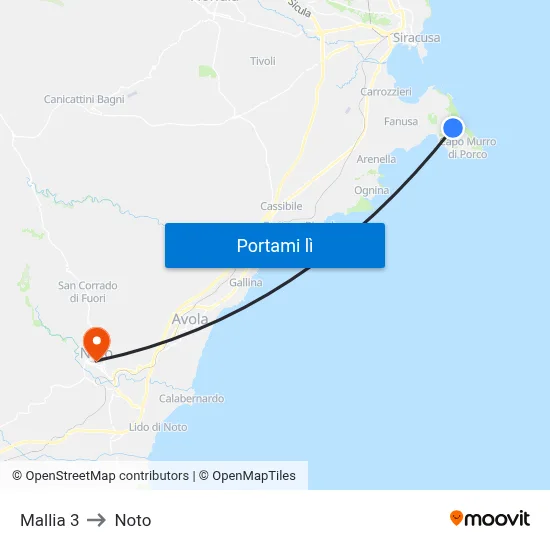 Mallia 3 to Noto map