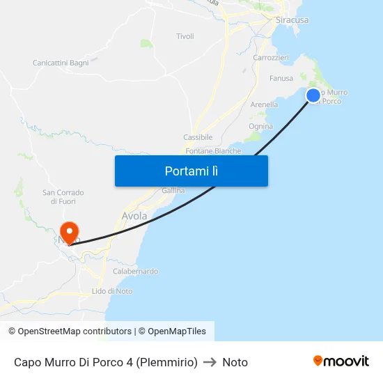 Capo Murro Di Porco 4 (Plemmirio) to Noto map
