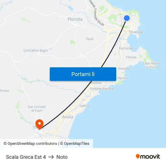 Scala Greca Est 4 to Noto map