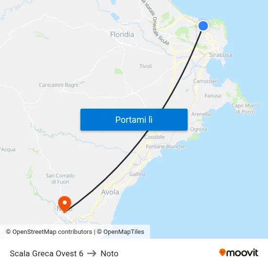 Scala Greca Ovest 6 to Noto map