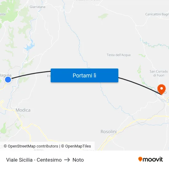 Viale Sicilia - Centesimo to Noto map