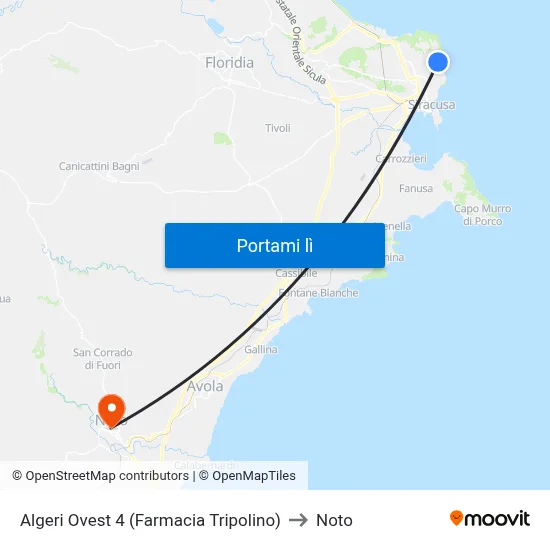 Algeri Ovest 4 (Farmacia Tripolino) to Noto map