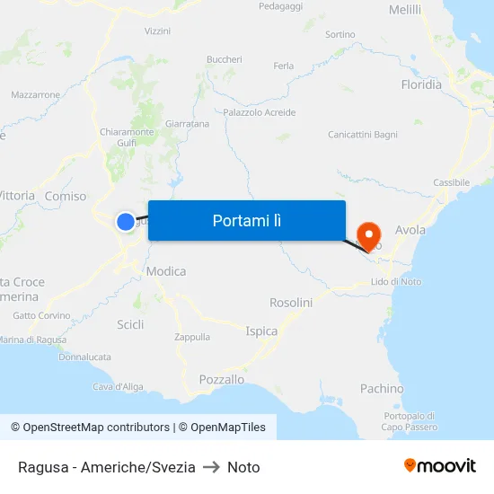 Ragusa - Americhe/Svezia to Noto map