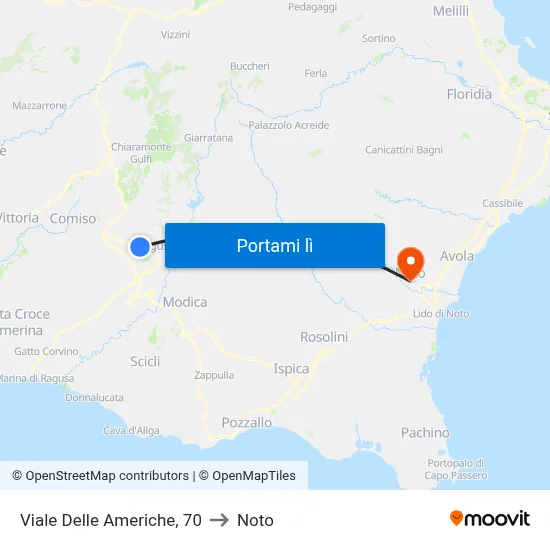 Viale Delle Americhe, 70 to Noto map