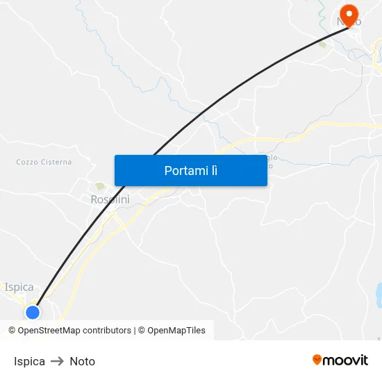Ispica to Noto map