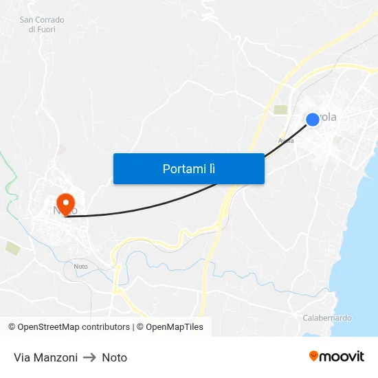 Via Manzoni to Noto map