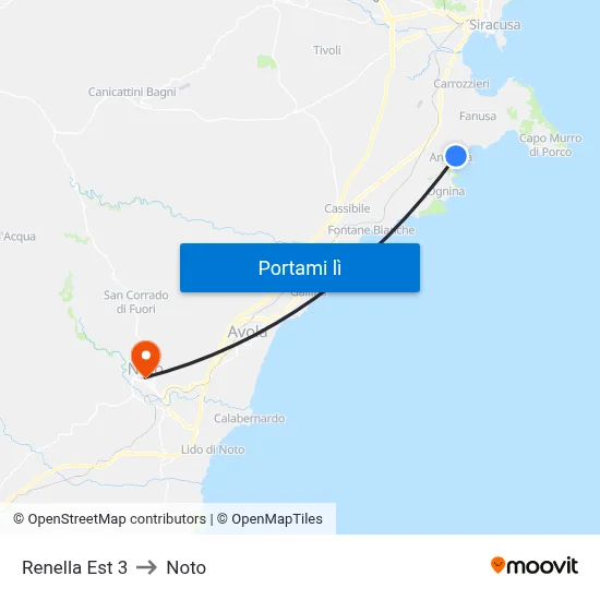 Renella Est 3 to Noto map