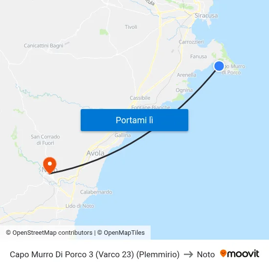 Capo Murro Di Porco 3 (Varco 23) (Plemmirio) to Noto map