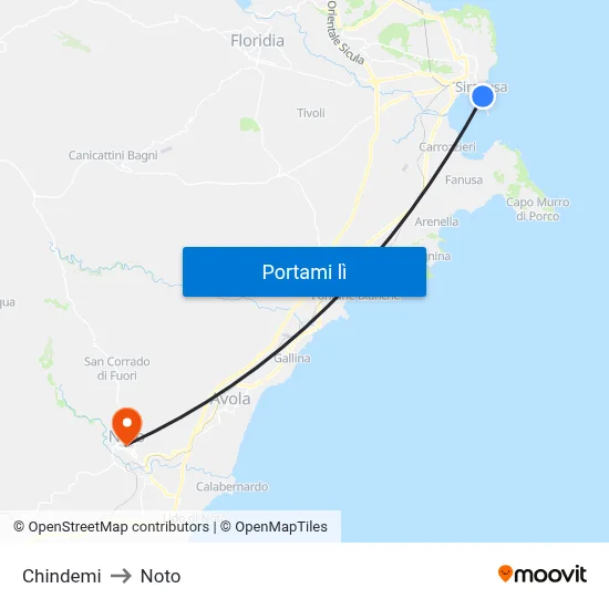 Chindemi to Noto map