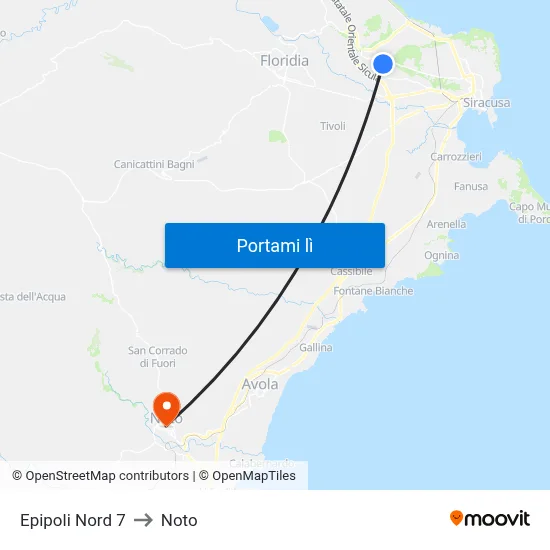 Epipoli Nord 7 to Noto map