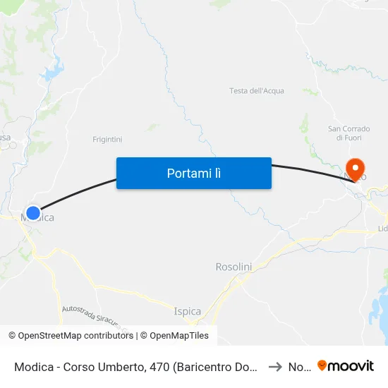 Modica - Corso Umberto, 470 (Baricentro Don Cafè) to Noto map