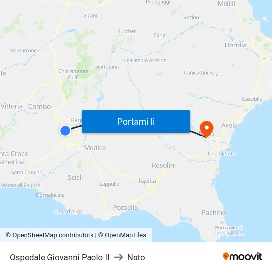 Ospedale Giovanni Paolo II to Noto map